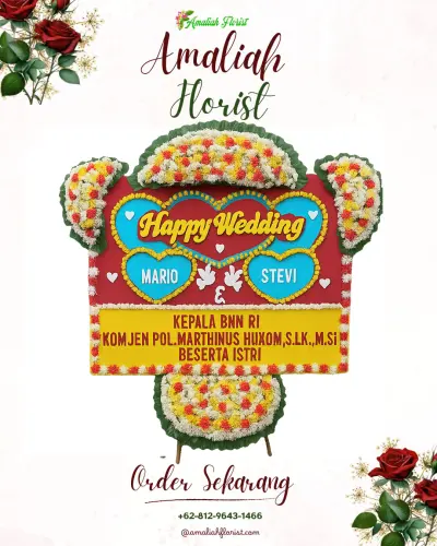 Karangan Papan Bunga Pernikahan di Harapanbaru
